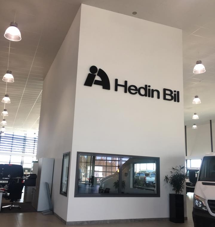 Hedin Bil 3D skylt för Inomhus Receptionsdekor